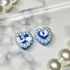 ハートパール　ネイルパーツ　青