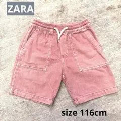 ZARA 色落ちしたような赤　薄手デニムショートパンツ サイズ 116cm