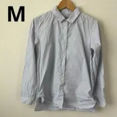 無印良品　無印　MUJI シャツ　ストライプ　ブルー　M 洗いざらし　長袖のサムネイル