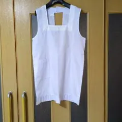 昭和レトロ　ホワイトエプロン スクエアネック