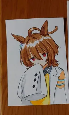 ウマ娘　アグネスタキオン　手描きイラスト　ファンアート
