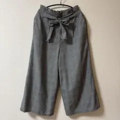 ショコラフィネローブ　グレンチェック柄　ガウチョパンツ　フリーサイズ