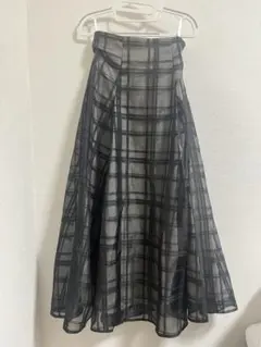 チェック柄シアーフレアスカート[tu1082]GRL