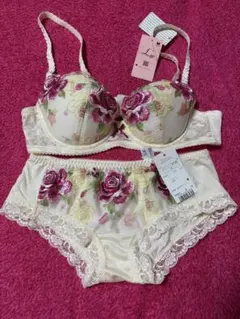 花柄刺繍ブラジャーショーツセット B70Mサイズ Wacoal ルジェ
