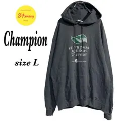 Champion　フーディー　スウェット パーカー　カレッジロゴ　灰　メンズ L