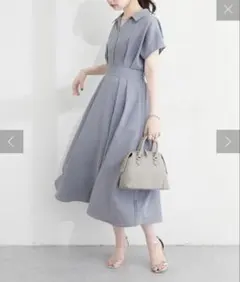 natural couture スキッパー衿フレア袖ワンピースのサムネイル