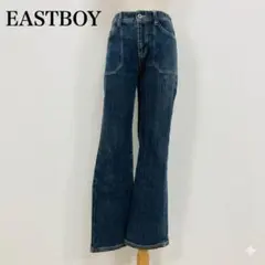 美品イーストボーイSワイドデニムストレッチフレアブルー古着Y2K