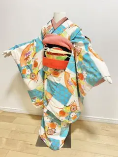 アンティーク　美品水色着物セット