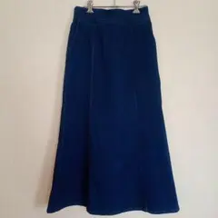 グローバルワーク デニム ロング フレアスカート ゴム入り 濃紺 ストレッチ