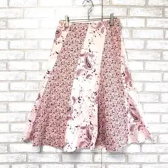 組曲　ペイズリー パッチワーク フレアスカート　ピンク　オンワード樫山　M相当のサムネイル