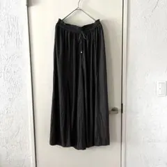 グローバルワーク　グレー さらさらリラックス　フレア　ワイドパンツ　M ゴム