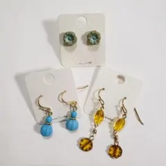 ピアス3点セット(2)　チェコビーズ　金属ピアスフック　ハンドメイド