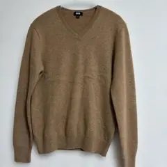 UNIQLOカシミア100%ベージュ Vネック ニットセーター 長袖
