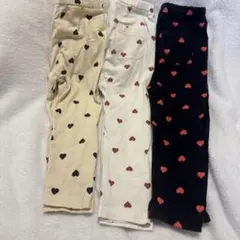 西松屋 レギンス 90cm ハート柄 3枚セット 女の子 保育園 洗い替え