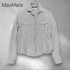 MaxMara マックスマーラ リネン100 ストライプシャツ Lのサムネイル