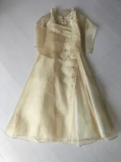 【Huncho】イエロードレス 140cm サイズ10 発表会 パーティー 刺繍