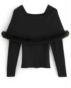 GRL ファー付きケープ風ニットトップス