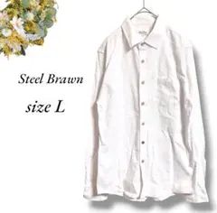 Steel Brawn 長袖シャツ Lサイズ 白 朝 オシャレ 4772のサムネイル