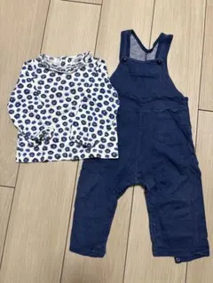 petit bateau プチバトー 花柄長袖T オーバーオール18month