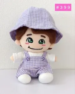 ちびぬい服　はぴぬい服　サロペット　チューリップハット 紫　花ボタン　＃３９９