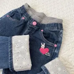 うさこちゃん　キラキラ刺繍　レース　デニム　パンツ　ピンク　ハート　110