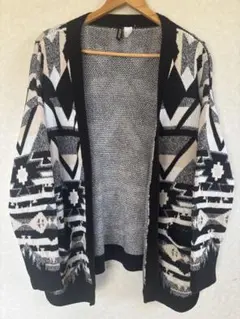 H&M 幾何学模様 カーディガン Lサイズ