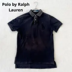 90s ポロバイラルフローレン ポロシャツ ビッグポニー刺繍 黒 ブラック S