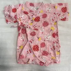 くろわっさんすべべ　80cmキッズ花柄甚平　ピンク　桜