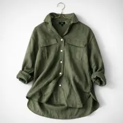 kさま　 定価3.2万 高級リラックスリネン ノッチシャツ カーキ ゆったり