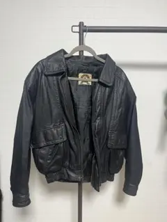 【古着・短丈】レザージャケット ブラック M（L相当）