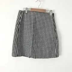 GU ミニ　タイトスカート 千鳥格子　サイドファスナー　ブラック/ホワイト　M