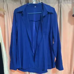 鮮やかブルー 長袖シャツ シンプル