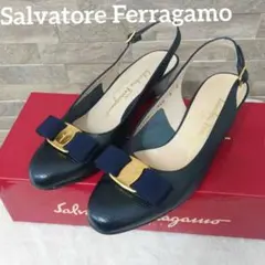 【美品】サルヴァトーレフェラガモ　ヴァラリボン　リザード型押し　パンプス