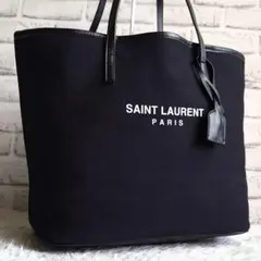 美品 サンローランパリ テディ トートバッグ 肩掛け ポーチ付き A4収納可 黒