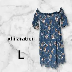 xhilaration 花柄オフショルダーL ワンピ