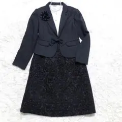 新品タグ付✨日本製スカート×リボン付ジャケット セットアップ セレモニー 紺