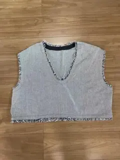 フリンジ付き　ベスト LLサイズ　ショート丈