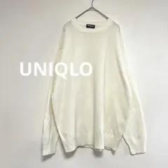 オールドユニクロ　UNIQLO 90S 青タグ　クルーネックニット　ホワイトXLのサムネイル