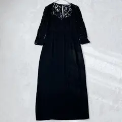 ザラ| ドッキングパーティードレス【S】花柄レース　ロングスカート　スリット　黒のサムネイル