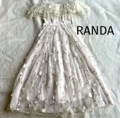 Randa 2WAYショルダーフラワー刺繍ワンピース　パーティードレス　S