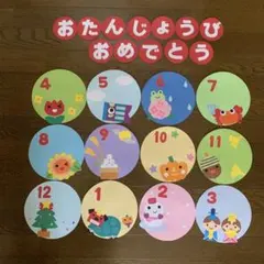 【りんご様専用】壁面飾りお誕生日表(季節感満載) 文字(円は赤)