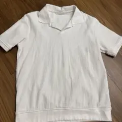 ZARA リブポロシャツ ホワイト M