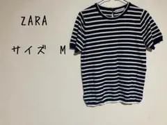 ZARA KNIT ボーダー ストライプ サマーニット 半袖 Mサイズ　白　紺