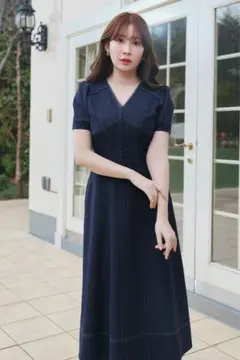 herlipto Lace Trimmed Chambray Dress - メルカリ