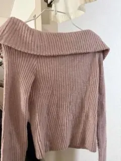 H&M オフショルダー ピンク ニット XS