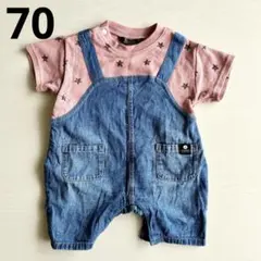 バースデイ 70 ロンパース 美品 男の子 女の子 半袖 フタフタ 夏服