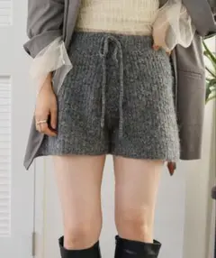 kastane ニットショートパンツ グレー