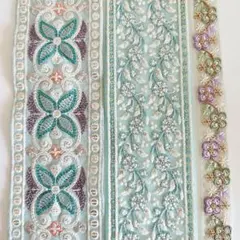 【 50cm×3本 】R47 インド刺繍リボン セット