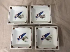 有田焼】源右衛門窯 呉須赤絵 鳳凰文 角小 銘々皿 角皿 3枚セット
