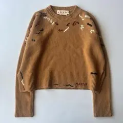 MARNI マルニ ロゴ刺繍 クロップドニット ショートニット